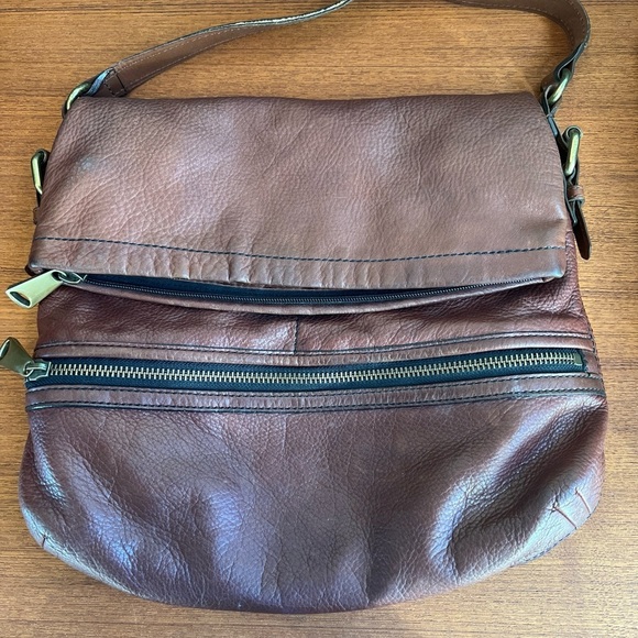 FOSSIL Fold over Crossbody/Shoulder bag preloved Vintage Leather - Picture 7 of 16